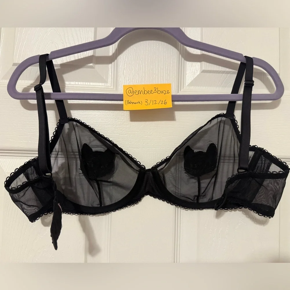 Adore Me 34DD Alyshia Unlined Bra Black cat NWOT - Picture 5 of 6
